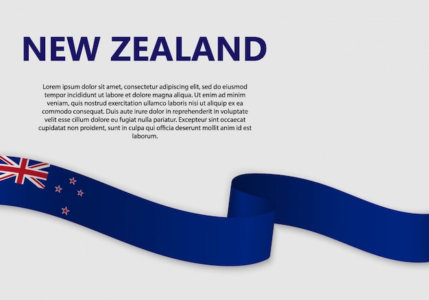 ニュージーランドの国旗を振って ベクトルイラスト プレミアムベクター