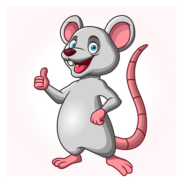 漫画のネズミやネズミが立ち上がり 親指をあきらめます プレミアムベクター