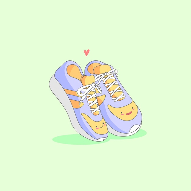 プレミアムベクター かわいい靴のカップル漫画イラスト