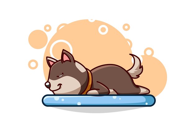 かわいい眠っている犬のイラスト プレミアムベクター