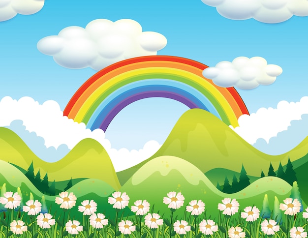 A Forest and Rainbow Scene