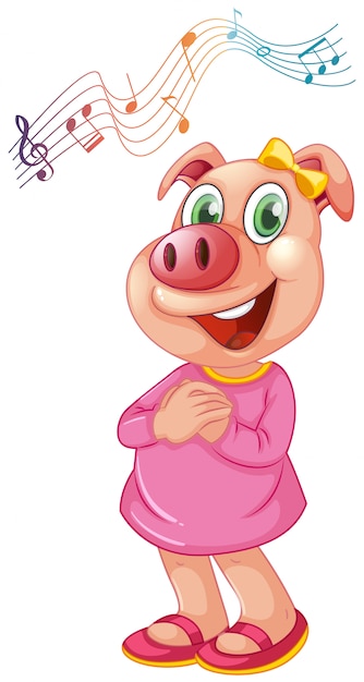豚の女性キャラクター プレミアムベクター