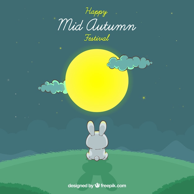 A rabbit, mid autumn festival Free Vector A rabbit, mid autumn festival Free Vector