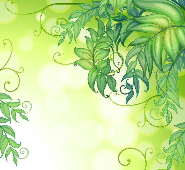 a stationery with gradient colors and green leaves vector free