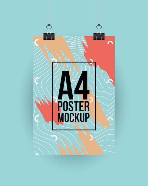 Download Premium Vector | A4 poster mockup with clips design of ...