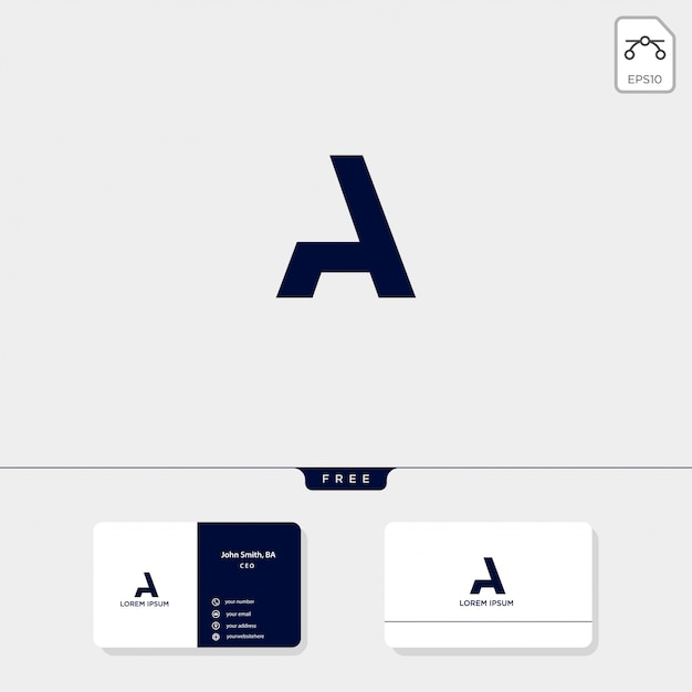 抽象的なイニシャルa ロゴテンプレートと名刺デザインが含まれてい