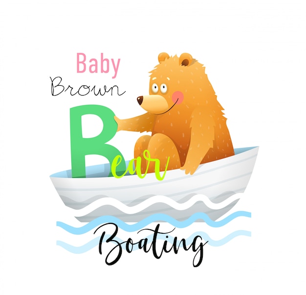 プレミアムベクター 子供にはabc 文字bには面白い赤ちゃんクマ