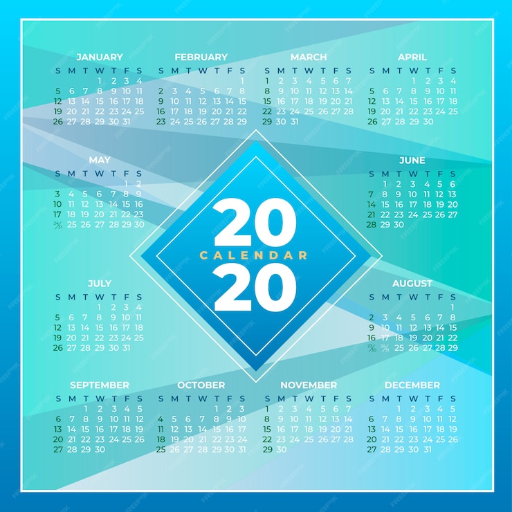 Free Vector Abstract 2020 Calendar Template 2925