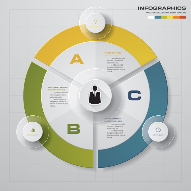 Premium Vector | Abstract 3 steps modern pie chart infographics elements