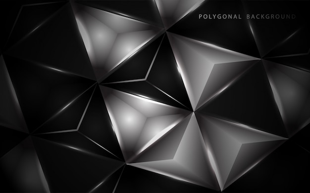 抽象的な3 D黒と白の低ポリゴン背景 プレミアムベクター