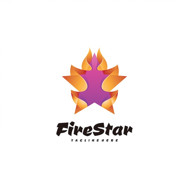 Abstract 3d star and fire flame logo | Premium Vector