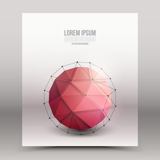Abstract 3d vector technology orb with wireframe structure background Premium Vector