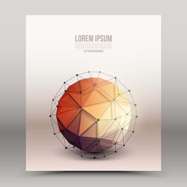 Abstract 3d vector technology orb with wireframe structure background Premium Vector