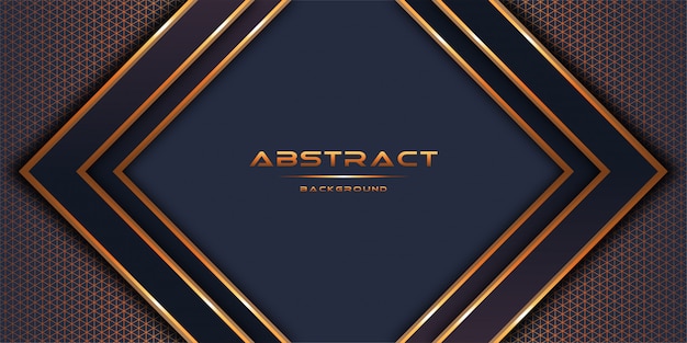 Abstract 3d with gold paper layers background template design Premium Vector