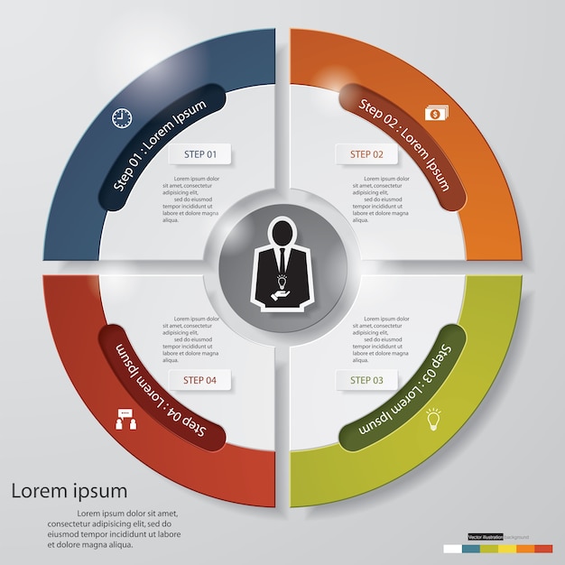 Premium Vector | Abstract 4 steps modern pie chart infographics elements