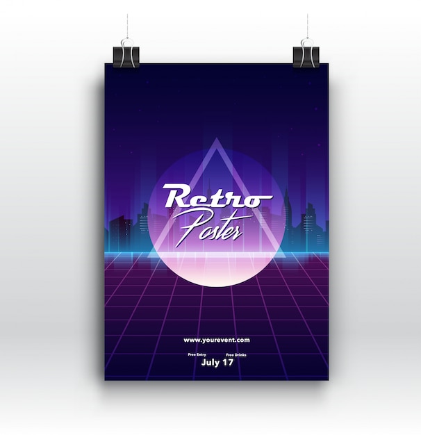 Abstract 80s retro poster  Premium Vector