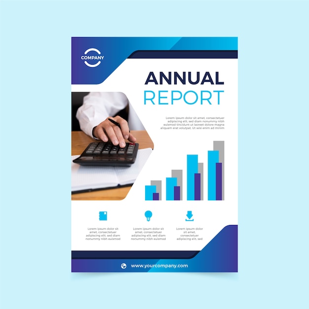 Premium Vector | Abstract annual report template with photo