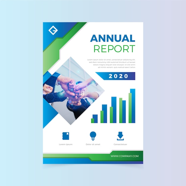 Abstract annual report template with photo Vector | Free Download