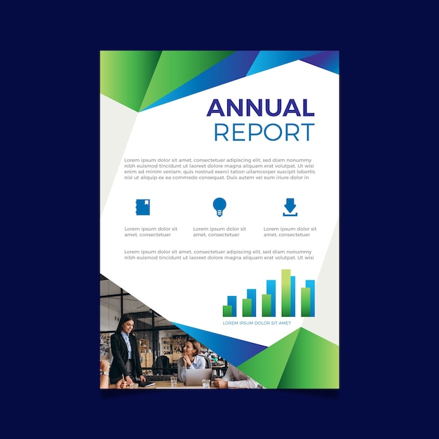 Premium Vector | Abstract annual report template with photo