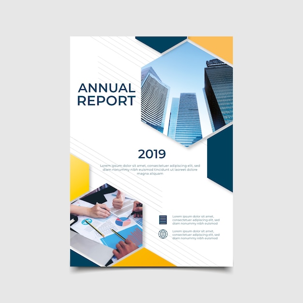 Abstract Annual Report Template With Photo Vector 