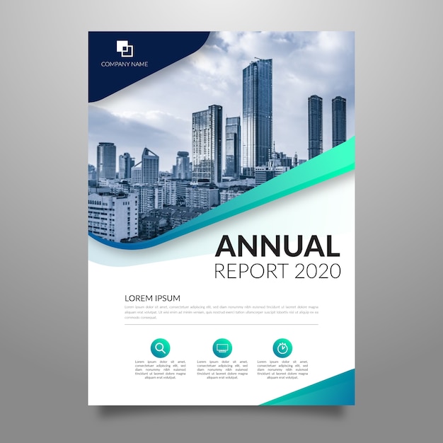 Download Abstract annual report template with photo | Free Vector