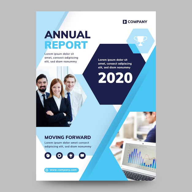 Abstract annual report template with photo | Free Vector