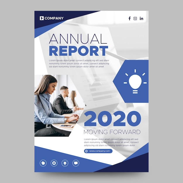 Download Abstract annual report template with photo Vector | Free ...