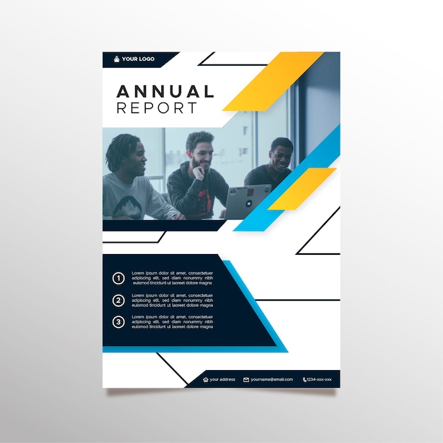 Abstract annual report template with photo | Free Vector