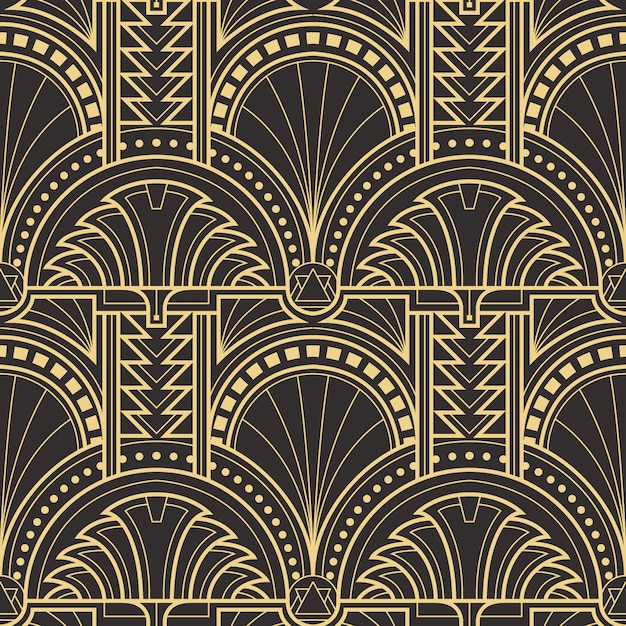 Abstract art deco seamless modern tiles pattern Premium Vector