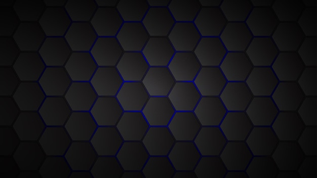 Premium Vector | Abstract background of black hexagon tiles with blue ...