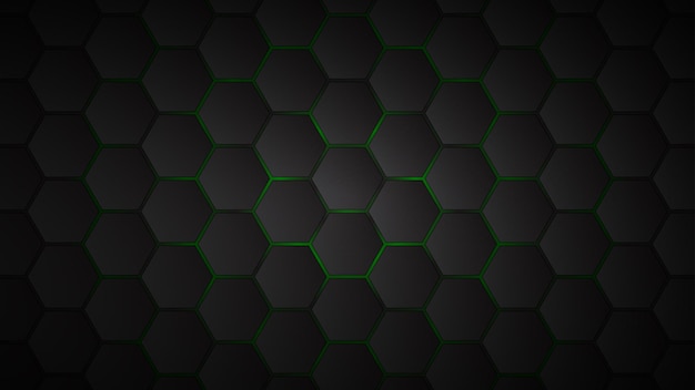 Premium Vector | Abstract background of black hexagon tiles with green ...