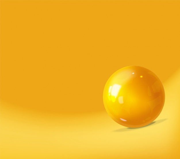 抽象的な背景 現実的な黄色の球体デザイン 孤立したバブル プレミアムベクター