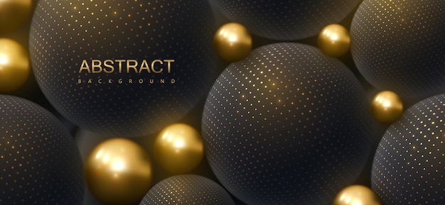 Premium Vector | Abstract background with 3d golden and black spheres