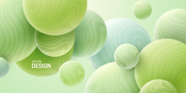 Premium Vector | Abstract background with 3d mint green marbled bubbles