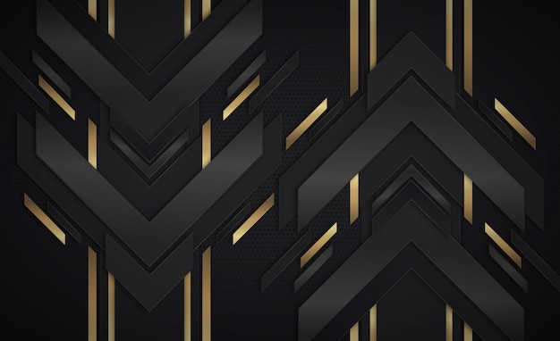 Premium Vector | Abstract background with arrows gold and black dark