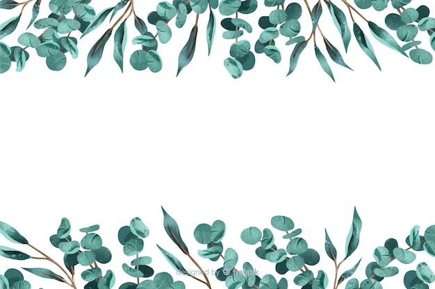 Abstract background with leaves frame Free Vector