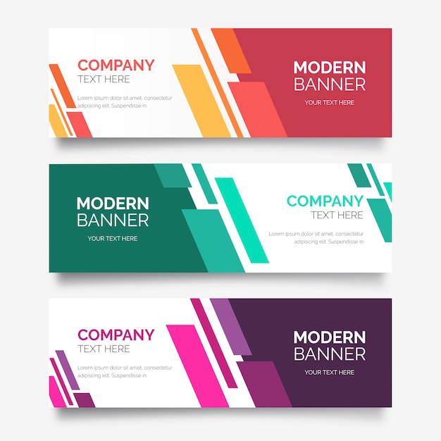 Abstract banner  collection with modern shapes Free Vector 