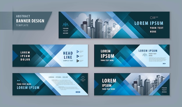Premium Vector | Abstract banner design web template set, horizontal ...