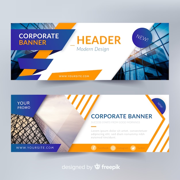 Free Vector | Abstract banner templates with photo