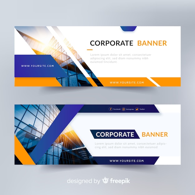 Abstract Banner Templates With Photo Free Vector