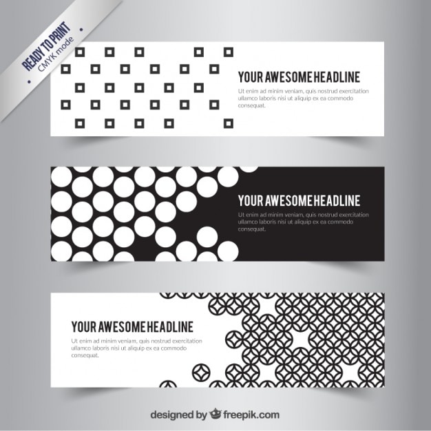 Download Vector Abstract Banners In Black And White Colors Vectorpicker