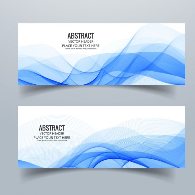 Free Vector | Abstract banners with blue wavy shapes