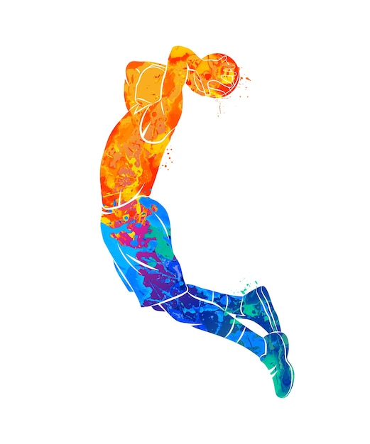 Premium Vector Abstract Basketball Player With Ball From Splash Of
