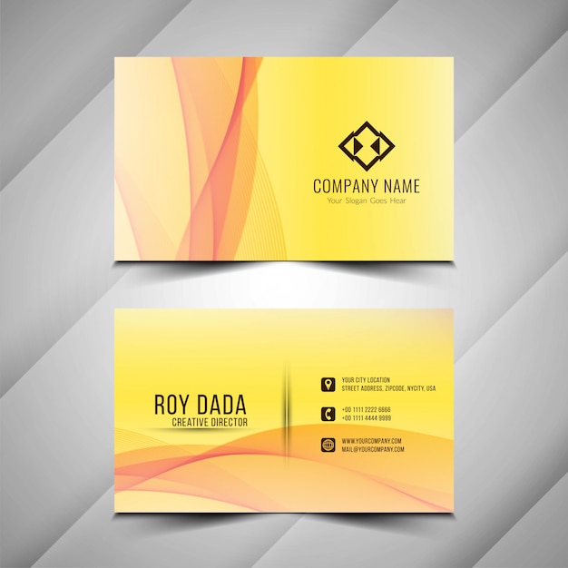Abstract beautiful yellow business card template | Free Vector