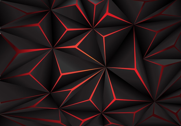 Premium Vector Abstract black  polygon  red  light 