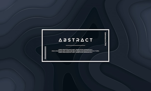 Abstract black textured background with wavy layers. Premium Vector