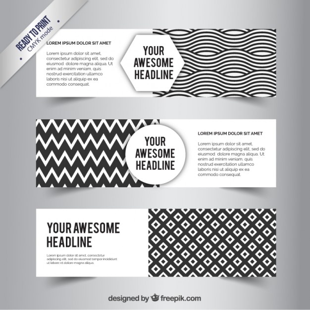 Premium Vector | Abstract black and white banners