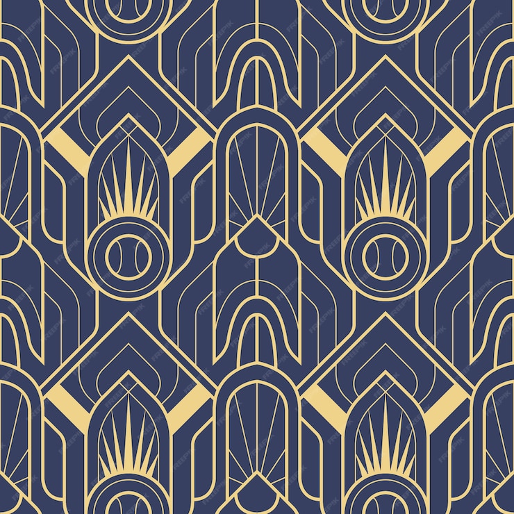 Premium Vector | Abstract blue art deco seamless pattern