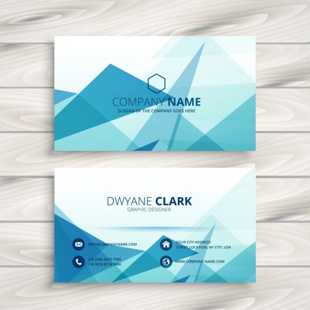 Abstract blue business card with\
triangles