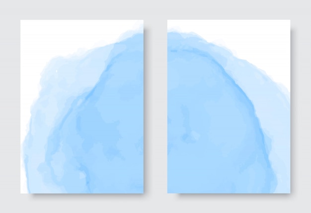 Abstract blue watercolor background set | Premium Vector